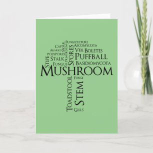 Carte Word Mushroom Birthday Card (Black Text)