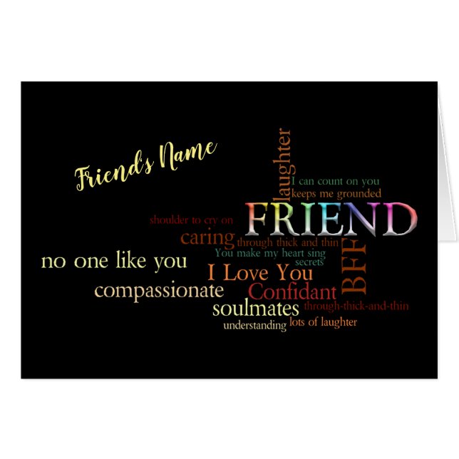 Carte Words Friendship Typography (Devant horizontal)