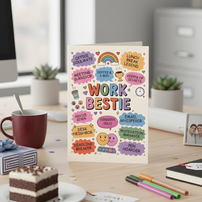 Carte Work Bestie Appreciation Card - Funny Offic (Créateur téléchargé)