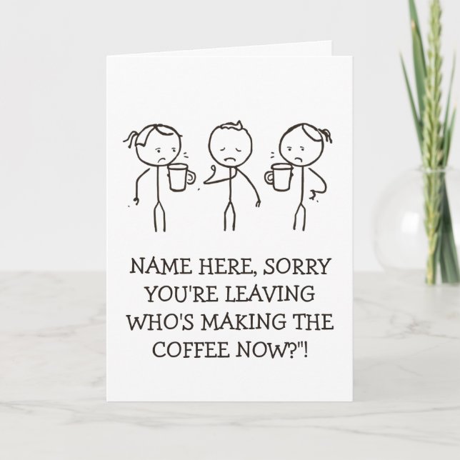 Carte Work Goodbye Gift leaving card coffee lover (Devant)