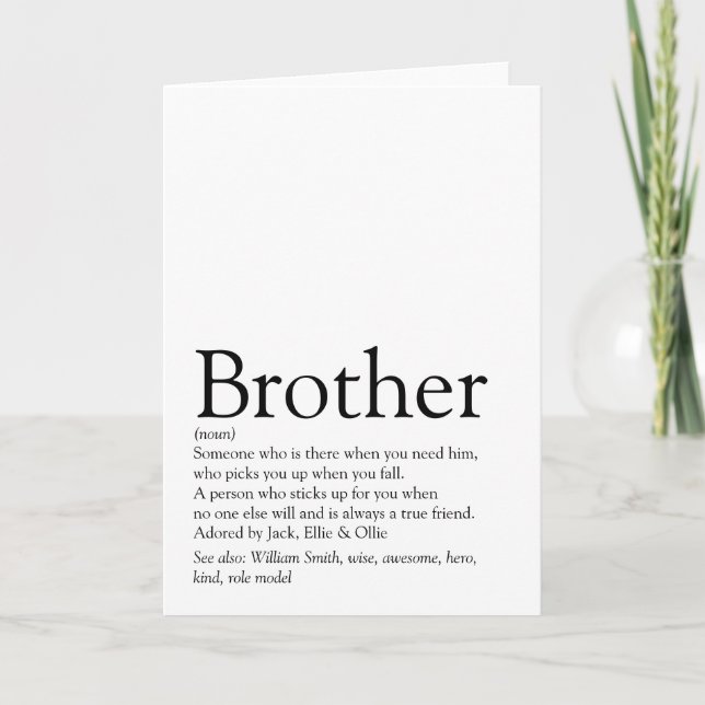 Carte World's Best Ever Brother Definition Modern Fun (Devant)