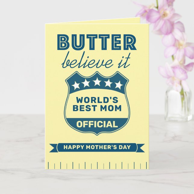 Carte World's Best Mom Funny Butter Stick Mother's Day (Orchidée)