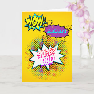 Carte WOW Personnalisé ! SUPER DAD Comic Style Pop Art
