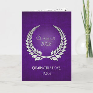 Carte Wreath 2025 Silver Graduation Laurel Sur Violet