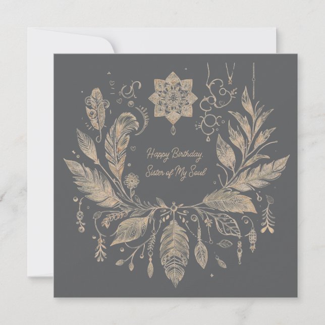 Carte Wreath Floral Boho entièrement personnalisable (Devant)