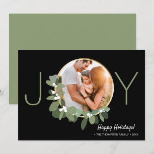Carte Wreath or moderne Joie de Noël Photo