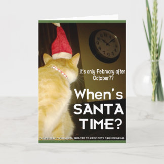 Carte Xmas avec Anxieux chat ivre