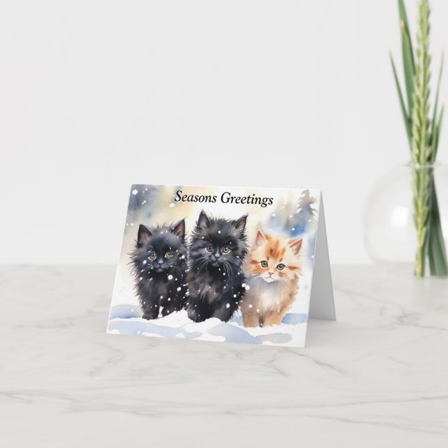 Carte Xmas Cute Kitten (Devant)