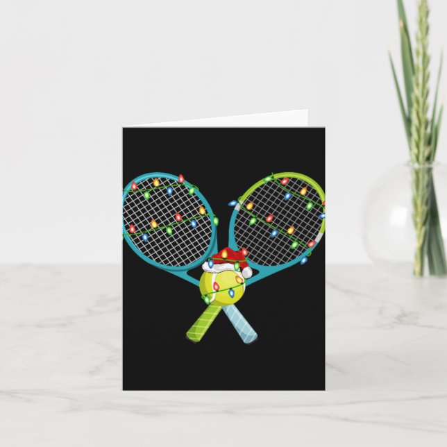 Carte Xmas Lights Santa Hat Tennis Christmas Premium  (Devant)