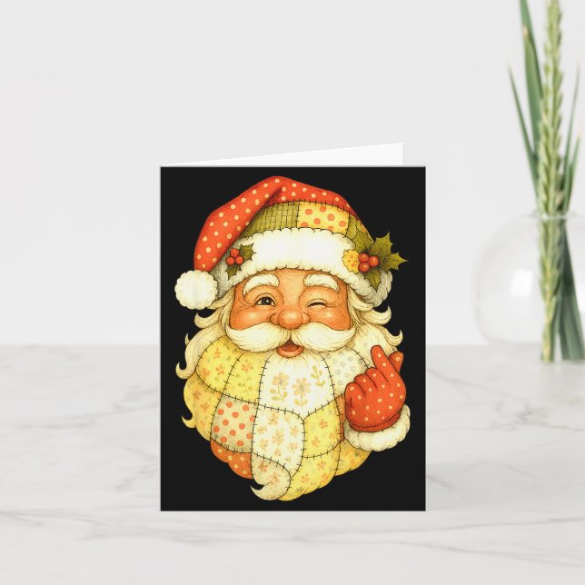 Carte Xmas Patchwork Santa Claus Christmas Funny Mens Wo (Devant)