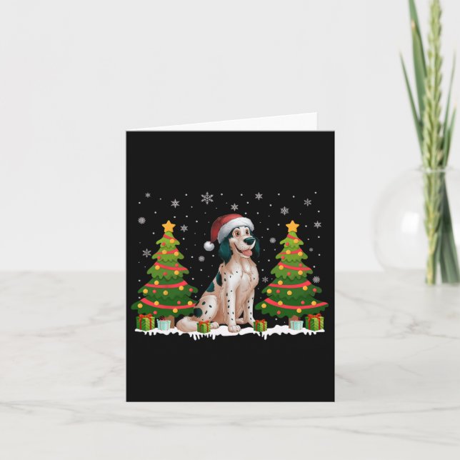 Carte Xmas Tree Lights Anglais Setter Chien Père Noël Ch (Devant)