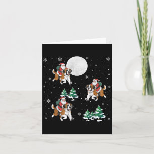Carte Xmas Tree Père Noël équitation Saint Bernard Chien