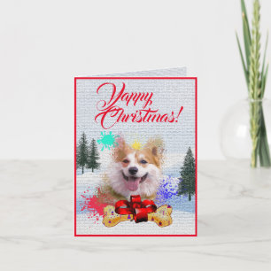 Carte Xmas Yappy pour Chien Corgi mignonne personn