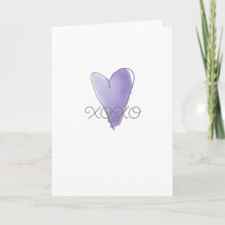 Carte XOXO Cœur aquarelle violet Notre sympathie la plus