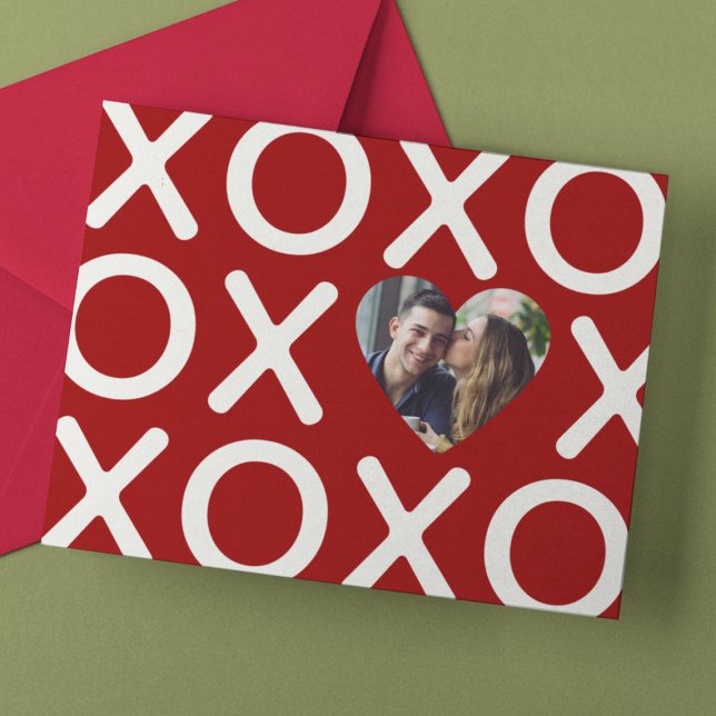 Carte XOXO Crimson Rouge Photo Heart Love (Créateur téléchargé)