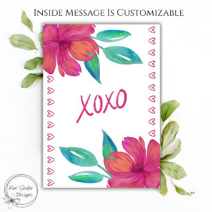 Carte XOXO Fleurs Aquarelle Saint-Valentin