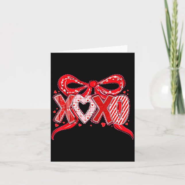 Carte Xoxo Funny Valentines Day Love Coquette Bow Checke (Devant)