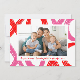 Carte XOXO Pink Red Hugues et baisers Valentine