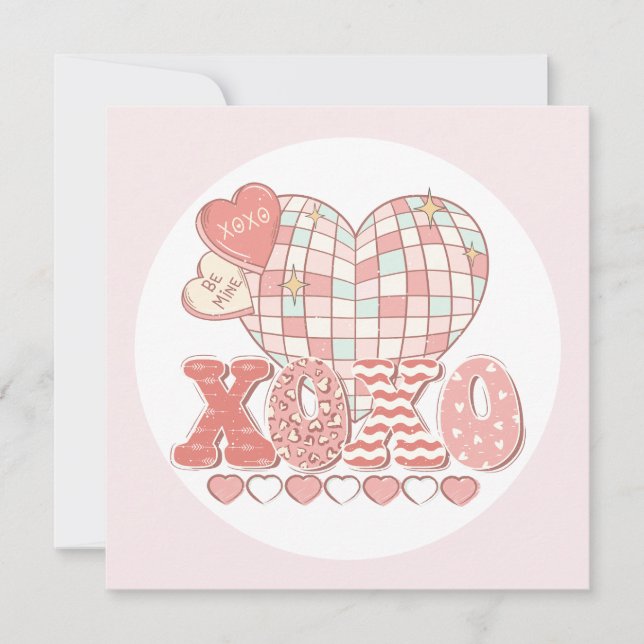 Carte Xoxo rétro Saint Valentin (Devant)