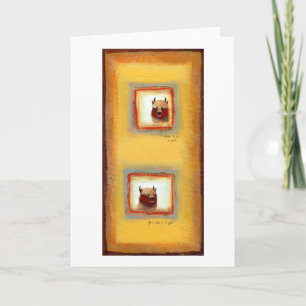 Carte Yak art 2 yaks amusant idiot mignon peinture origi