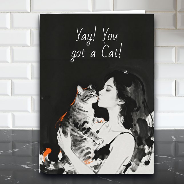 Carte Yay! You got a New Cat | Congratulations Card (Créateur téléchargé)