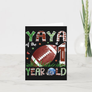 Carte Yaya du garçon de 1 an foot 1er anniversaire