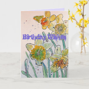 Carte Yellow Daffodil Spring Flower Watercolor Art