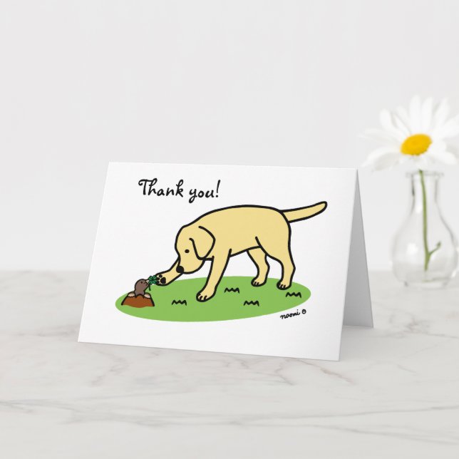 Carte Yellow Labrador Friendly Thank (Petite plante)