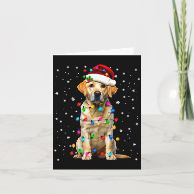 Carte Yellow Labrador Retriever Christmas Tree Light Paj (Devant)
