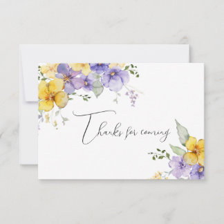 Carte Yellow Purple Floral Thanks for Coming Note
