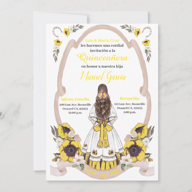 Carte Yellow  Quinceanera Charra, Rancho Charro Western (Devant)