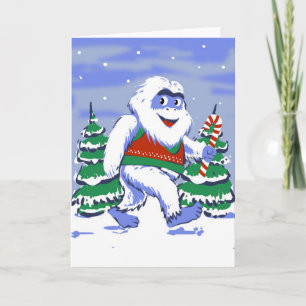Carte Yéti mignon Noël dans la forêt