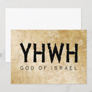 Carte YHWH (Yahweh, Jehovah) Dieu Israël Tétragrammaton