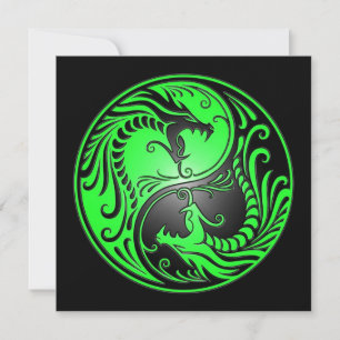 Carte Yin Yang Dragons, vert et noir