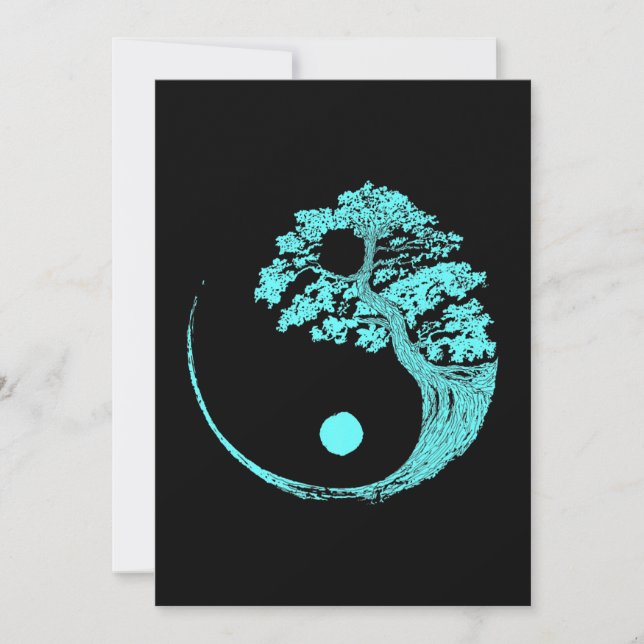 Carte Yin Yang Turquoise Blue Bonsai Tree Japonais (Devant)