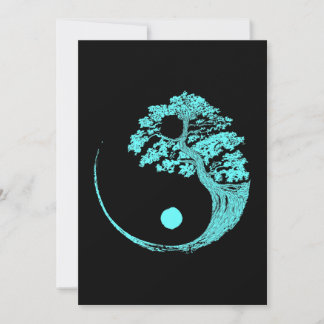 Carte Yin Yang Turquoise Blue Bonsai Tree Japonais