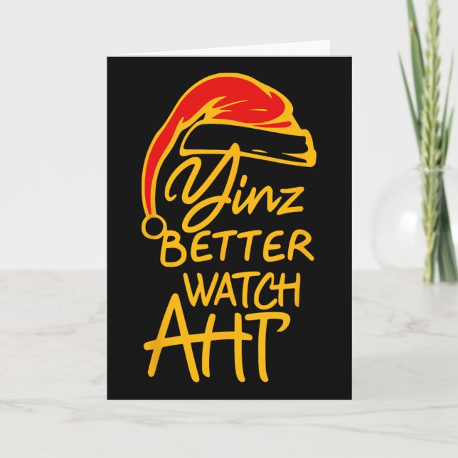 Carte Yinzer Christmas Pittsburgh Santa Yinz Better Watc (Devant)