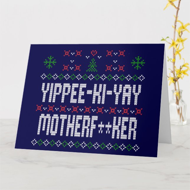 Carte Yippee Ki Yay Chandail de Noël moche (Fleur jaune)