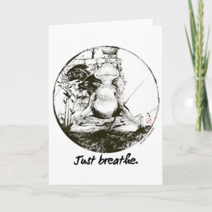 Carte Yoga Zen Grenouille Juste Respiration Méditation A