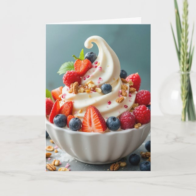 Carte Yogourt Froid Anniversaire Avec Berries (Devant)