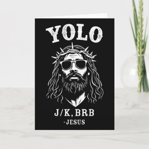 Carte Yolo Jk Brb Jésus drôle pour Pâques chrétien 