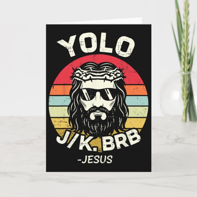 Carte Yolo Jk Brb Jésus Jour de Pâques Drôle Résurrectio (Devant)
