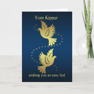 Carte Yom Kippour - colombes d'effet d'or