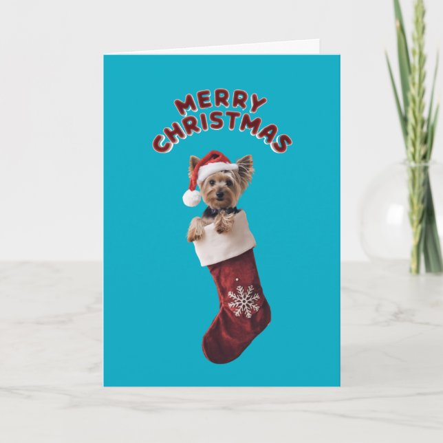 Carte Yorkie Christmas Stocking (Devant)