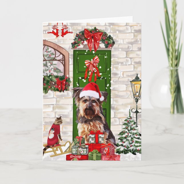 Carte Yorkie Dog Noël   (Devant)