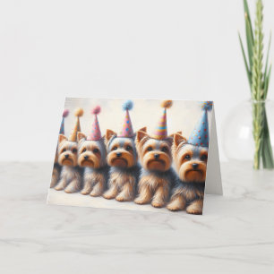 Carte Yorkies Anniversaire Avec Casquettes