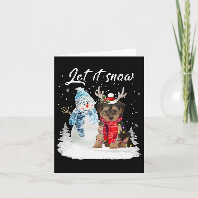 Carte Yorkipoa Père Noël Chien Noël Snowman Noël Pajama  (Devant)