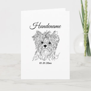 Carte Yorkshire Terrier dessin au trait personnalisé pho