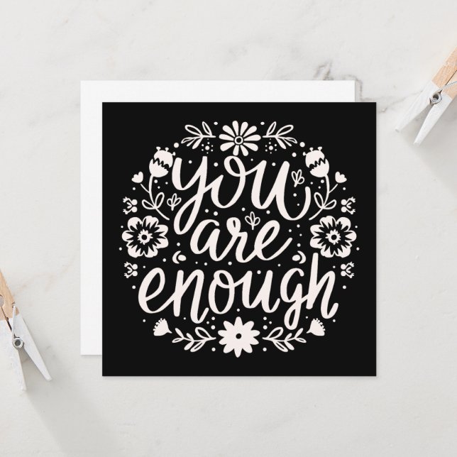 Carte You are enough self love affirmation reminder (Devant/Arrière en situation)