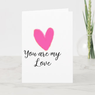 Carte you are my love pink red heart watercolor kidretro